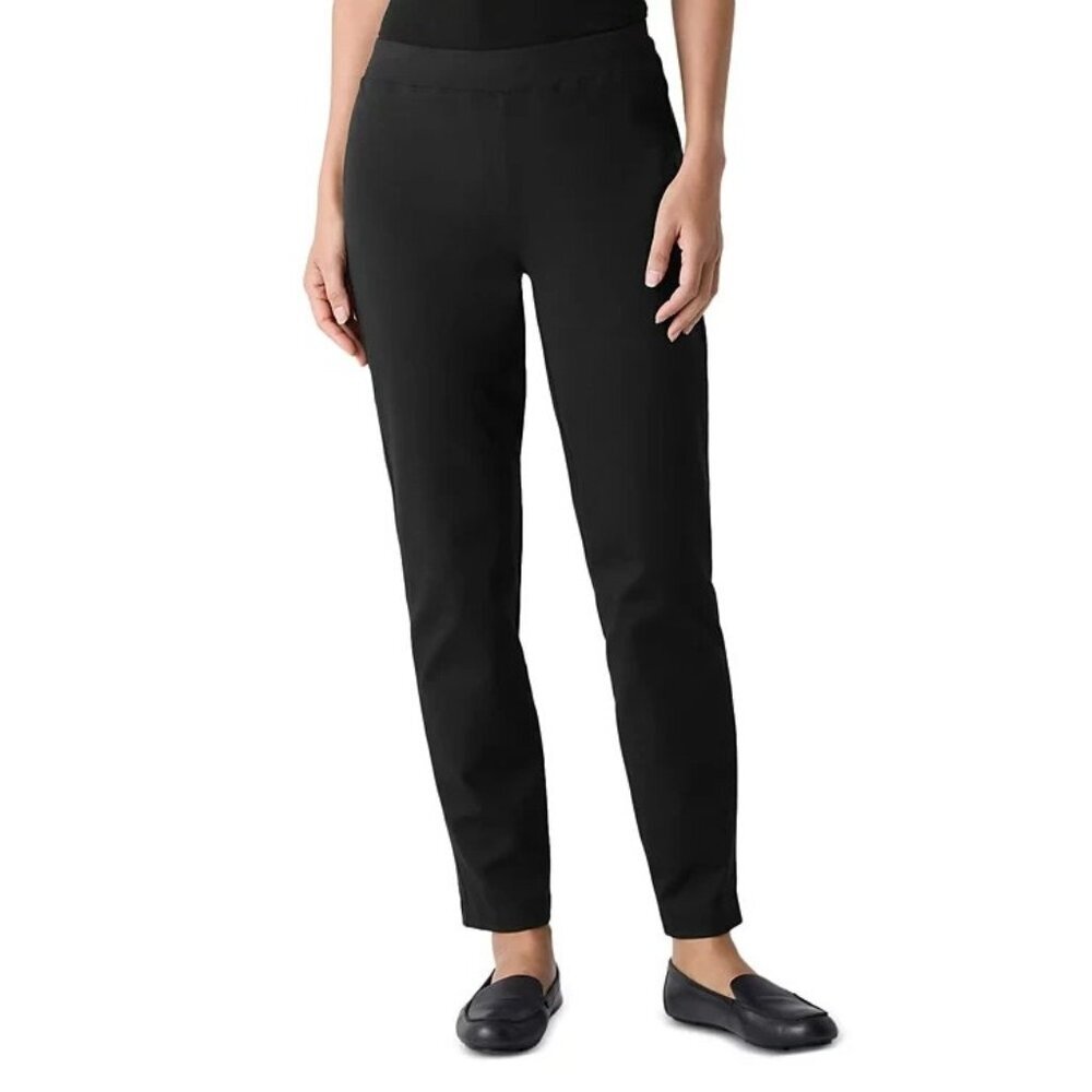 Eileen Fisher Black Cotton Blend Pull On Pants Size M